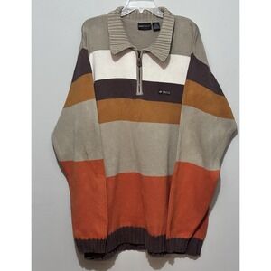 Enyce Men's XXL 1/4 Zip Sweater Multicolor Striped Cotton‎ Pullover Retro Y2K